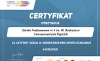 Certyfikat za organizację Europejskiego Dnia Sportu Szkolnego dla Szkoły Podstawowej nr 4