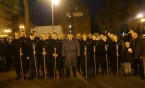 Klasa mundurowa z I LO razem z żołnierzami Kompanii Honorowej podczas Święta Niepodległości