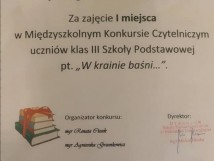 I miejsce w Konkursie Czytelniczym dla uczennicy SP 1!
