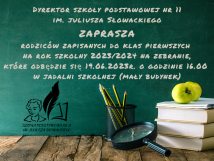 Uwaga rodzice klas pierwszych w roku szkolnym 2023/2024