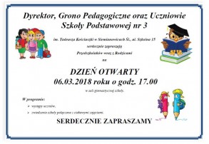 Serdecznie zapraszamy na Dzień Otwarty do SP3