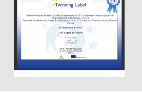 Krajowy projekt etwinning” LET”S GET TO KNOW” w SP 6