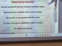Klasa 3a spędzi bezpieczne ferie zimowe.