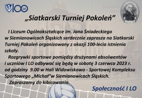 Śniadek zaprasza na Jubileuszowy Turniej Siatkówki